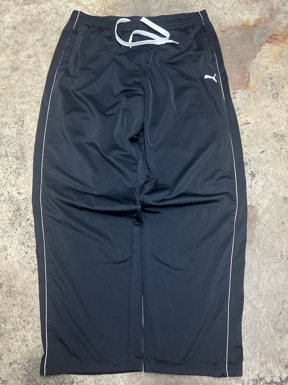 Y2K Puma Track Pants Men’s Extra Large Black Breathable Baggy Sports Streetwear